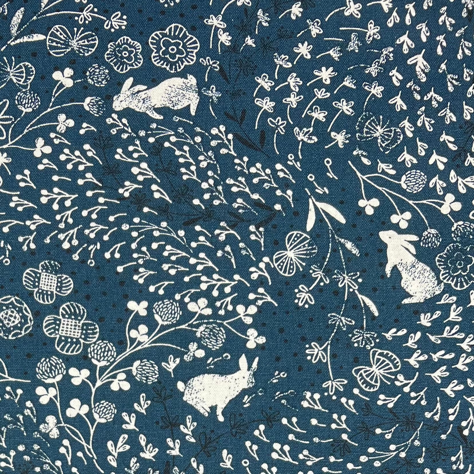 Westex-Woodland Rabbits Teal on Cotton/Linen Canvas-fabric-gather here online