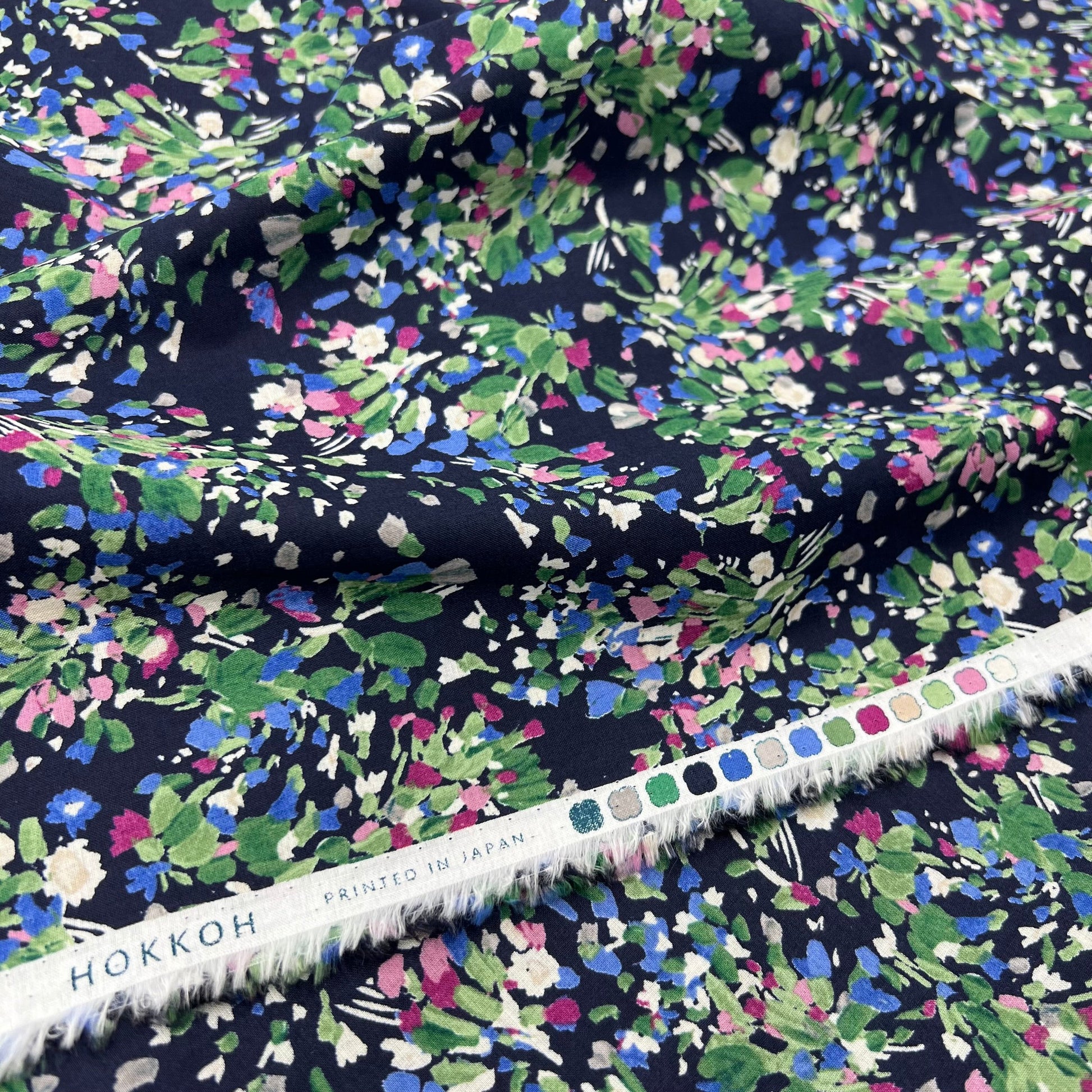 Hokkoh-Painterly Bouquet on Cotton Lawn-fabric-gather here online