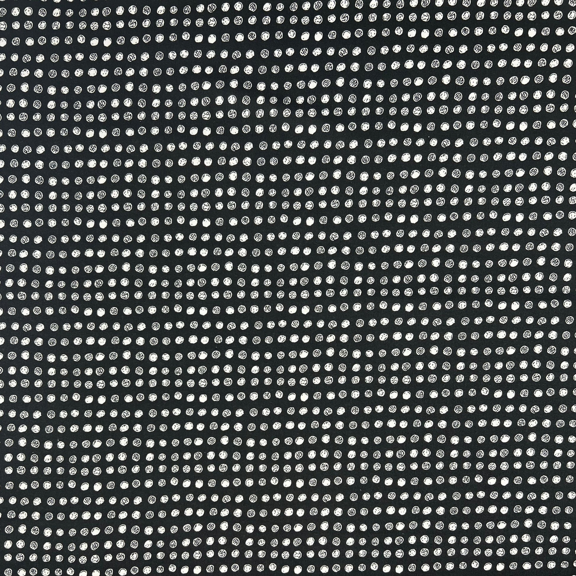 Sevenberry-White Dots On Black on Cotton Shirting-fabric-gather here online