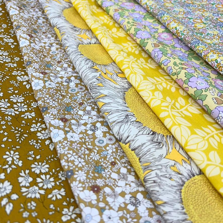 gather here-Tana Lawn Color Bundle - Yellow (6 pieces)-fat quarters-gather here online