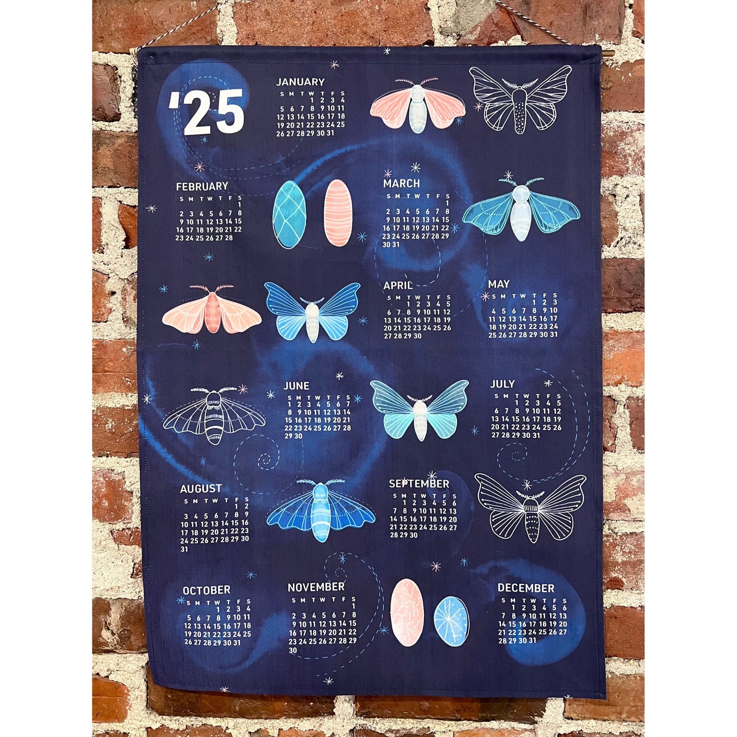 gather here-2025 Tea Towel Calendar - Moths-tea towel calendar-gather here online