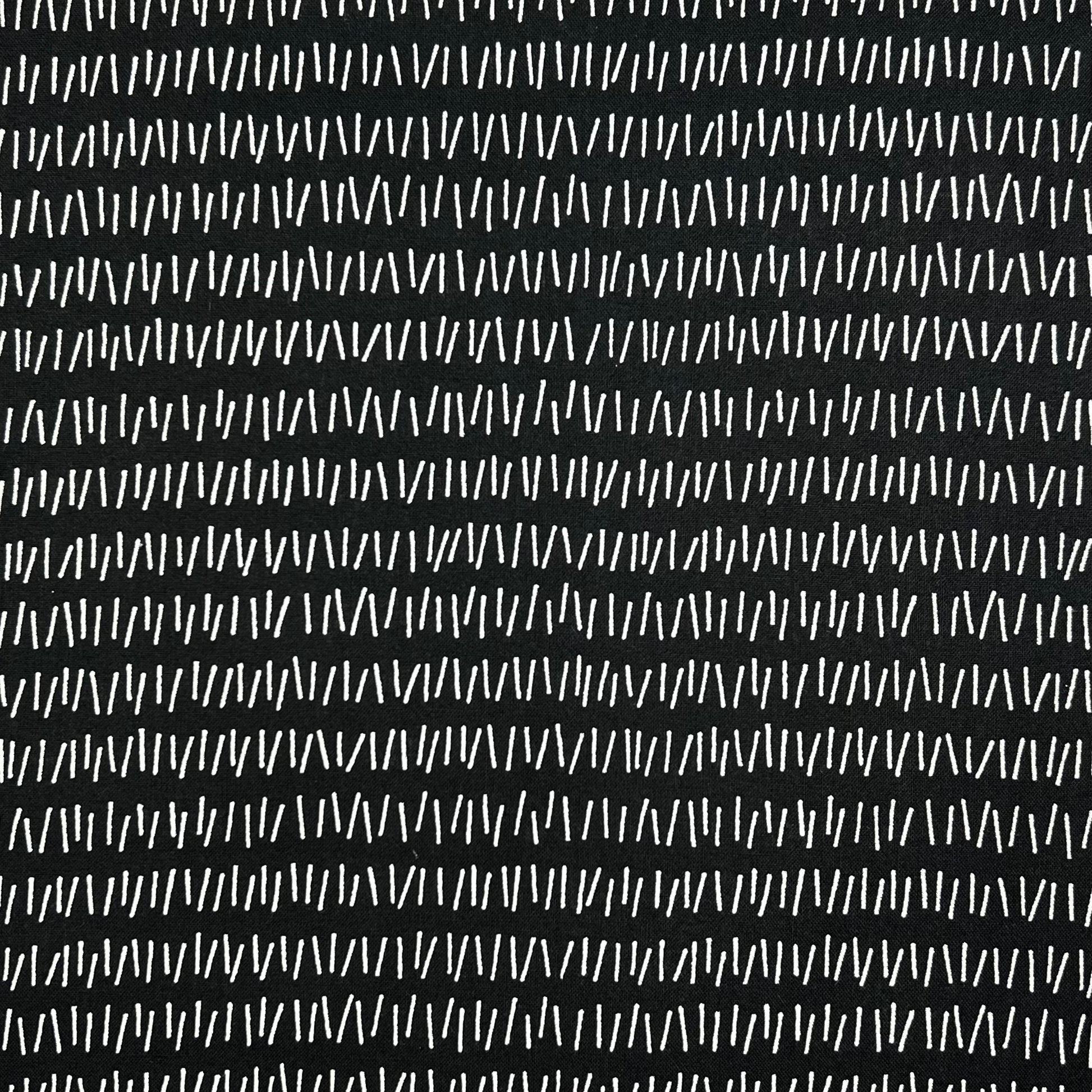 Sevenberry-White On Black Hatch Marks on Cotton Shirting-fabric-gather here online