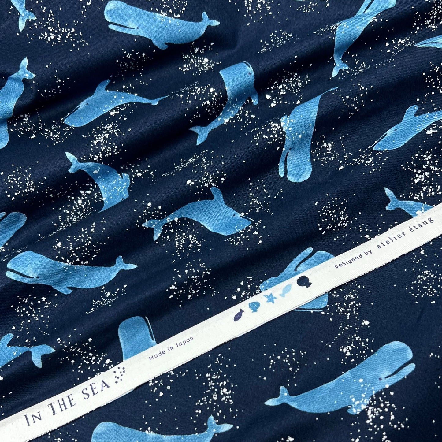 Westex-Splatter Whales on Cotton Shirting-fabric-gather here online