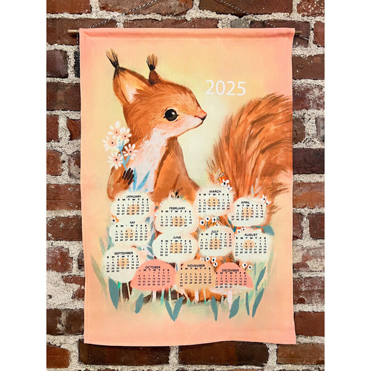 gather here-2025 Tea Towel Calendar - Squirrel-tea towel calendar-gather here online