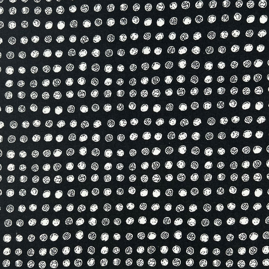 Sevenberry-White Dots On Black on Cotton Shirting-fabric-gather here online