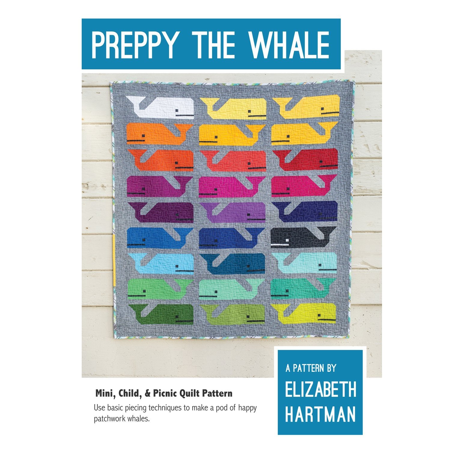 Elizabeth Hartman-Preppy the Whale Quilt Pattern-quilting pattern-gather here online