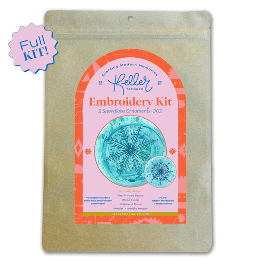 Keller Design Co.-Snowflake Ornament Embroidery Kit - Blue/Blue-embroidery kit-gather here online