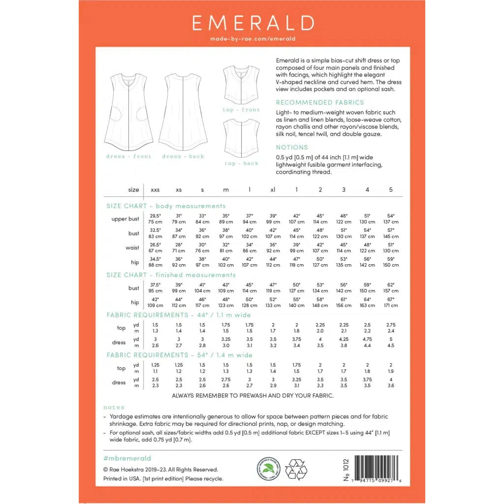 Made by rae-Emerald Dress Pattern-sewing pattern-gather here online