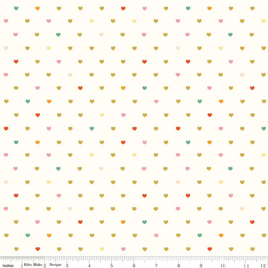 Riley Blake Designs-Hearts Cream on Flannel-fabric-gather here online