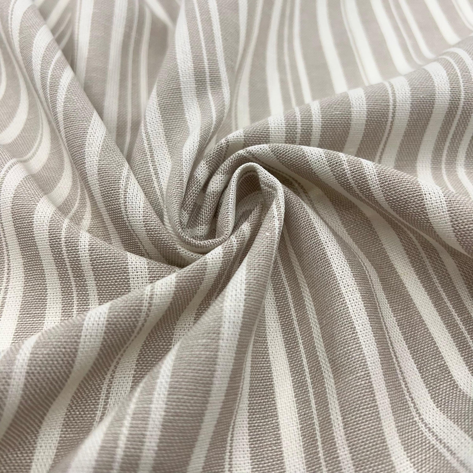 Secret Spark-Coastal Stripe Linen Rayon - Natural-fabric-gather here online