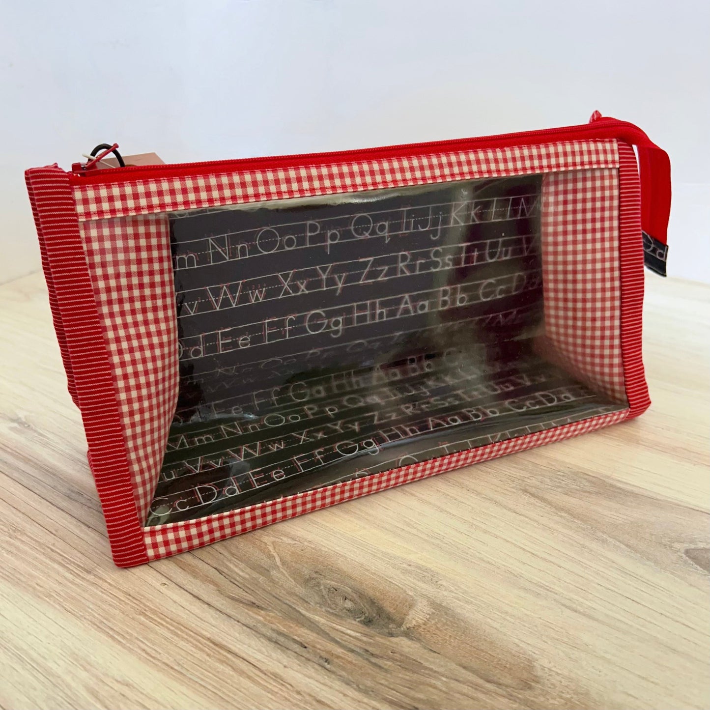 Denise Snow Williams-One of a Kind Clear Wedge Project Bags-craft organizer-Large - Red Blackboard Letters-gather here online