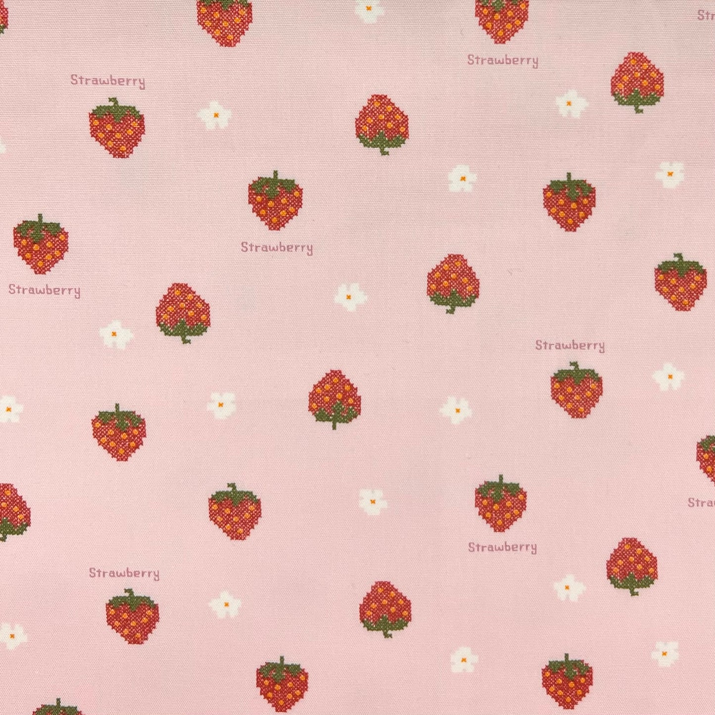 Kokka-Cross-Stitch Strawberries on Cotton Oxford-fabric-gather here online