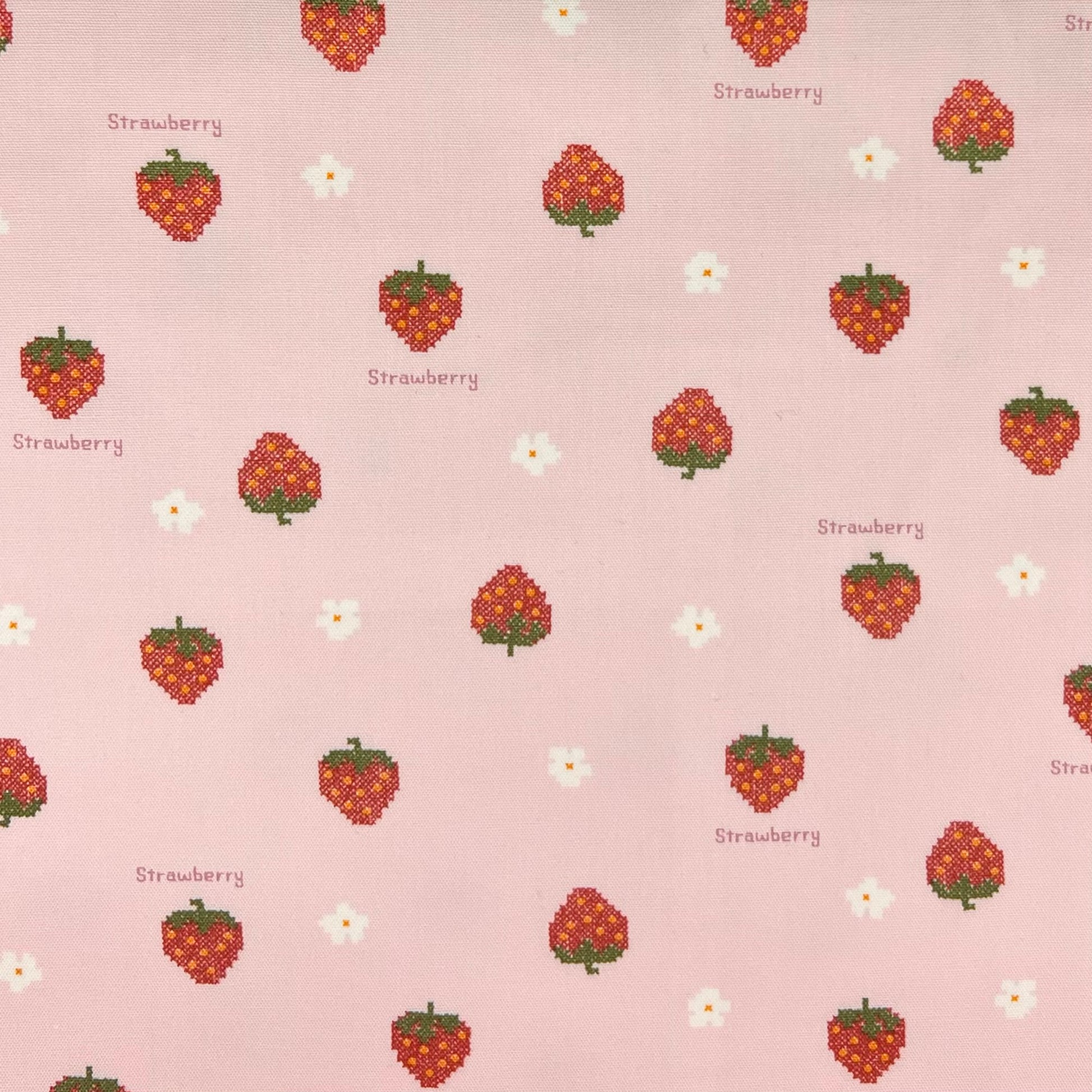 Kokka-Cross-Stitch Strawberries on Cotton Oxford-fabric-gather here online