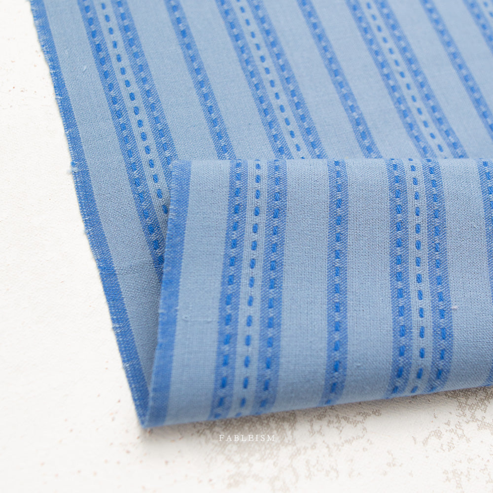 Fableism Supply Co-Stitch Stripe in Blue-fabric-gather here online