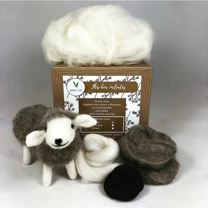 Feather Felts-Grey Sheep Needle Felting Kit-craft kit-gather here online