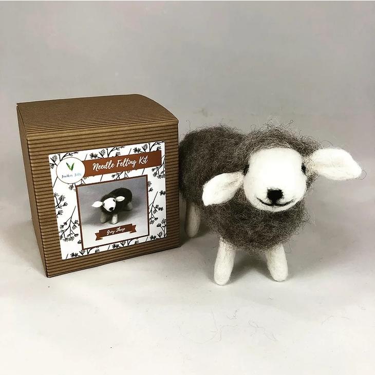 Feather Felts-Grey Sheep Needle Felting Kit-craft kit-gather here online