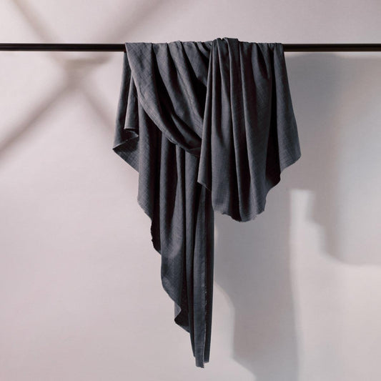 Atelier Brunette-REMNANT: Flake Cotton Viscose Blend, Deep Charcoal 30% OFF 1.11 YDS-fabric remnant-gather here online