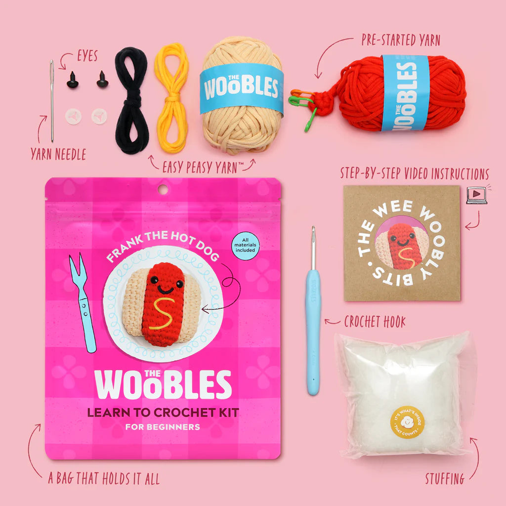 The Woobles-Frank the Hot Dog Crochet Kit-knitting / crochet kit-gather here online