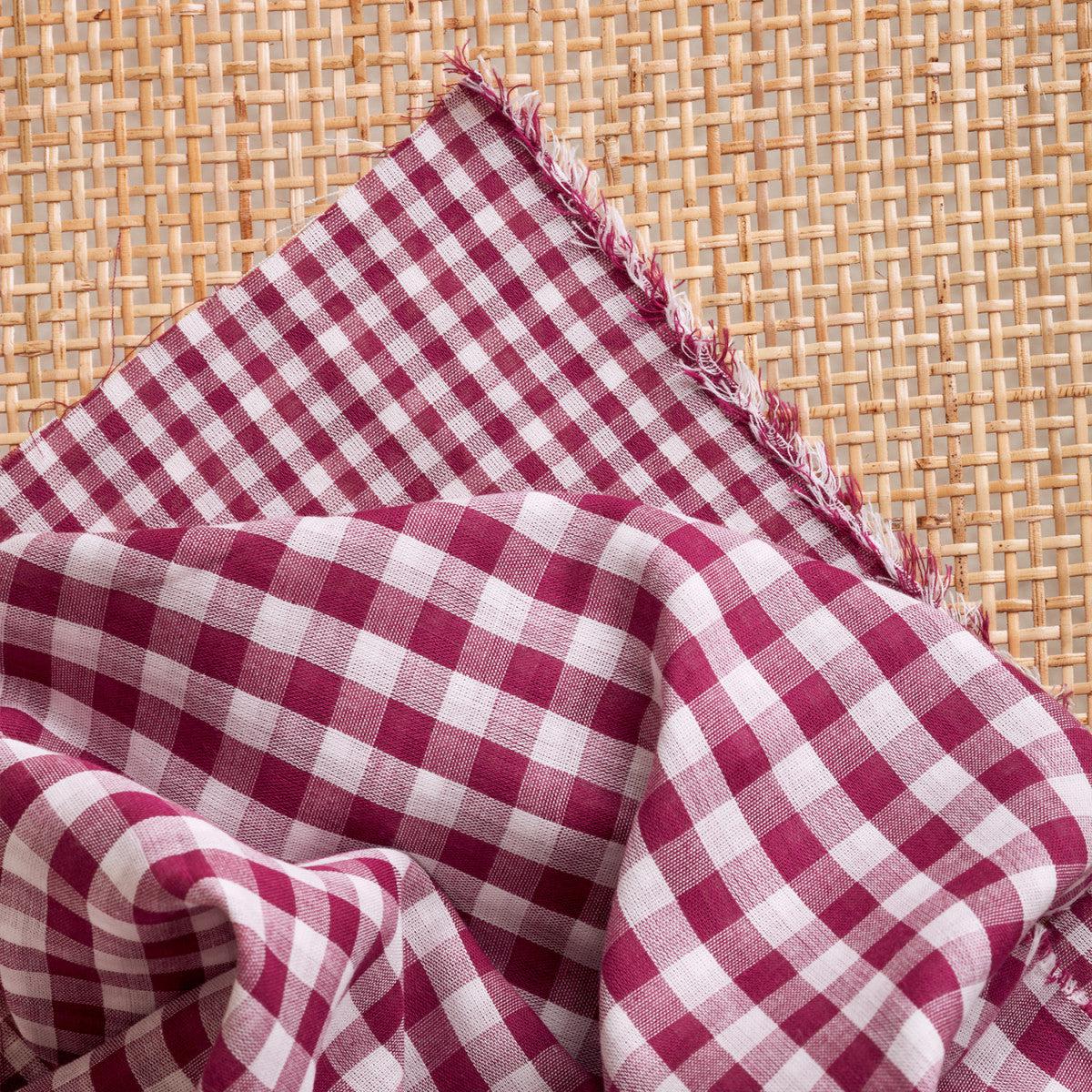 Atelier Brunette-Gingham Off-White Dahlia Double Gauze-fabric-gather here online