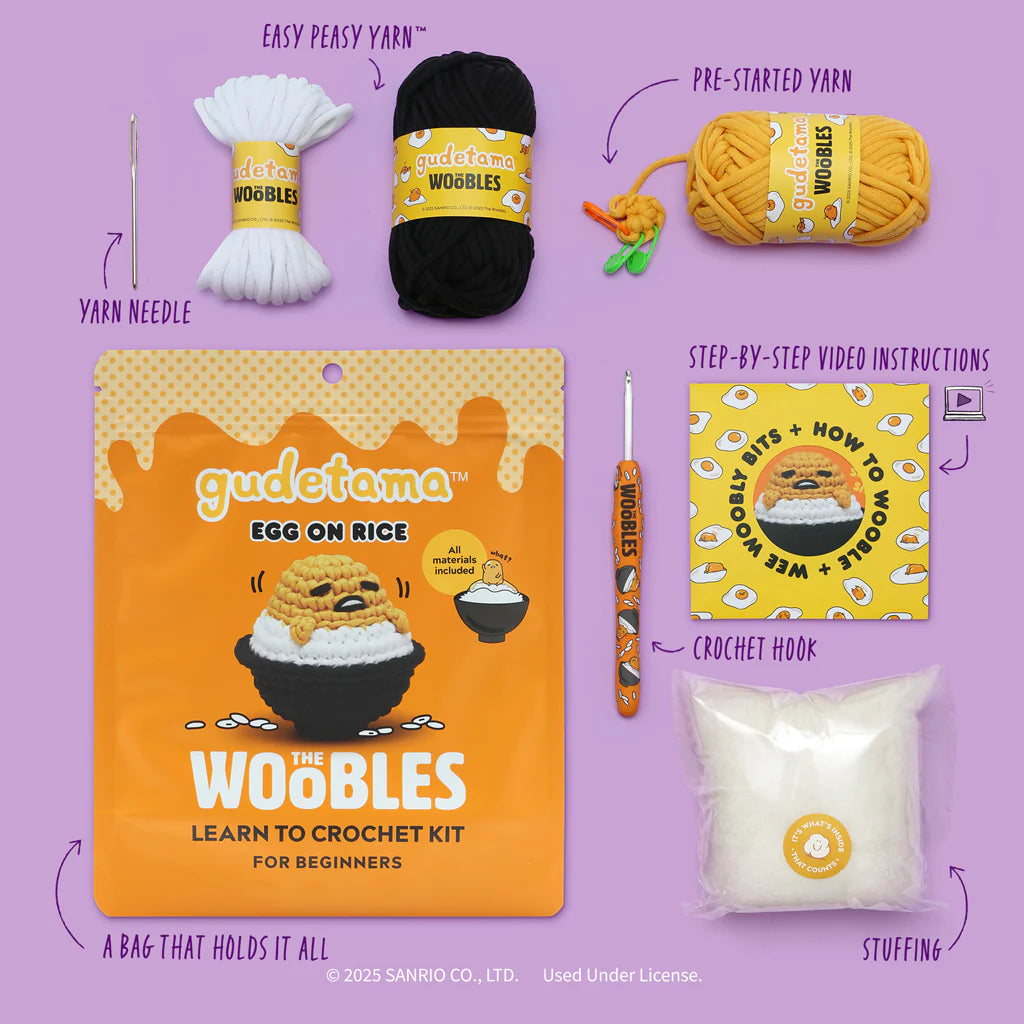 The Woobles-Gudetama™ Egg on Rice Crochet Kit-knitting / crochet kit-gather here online