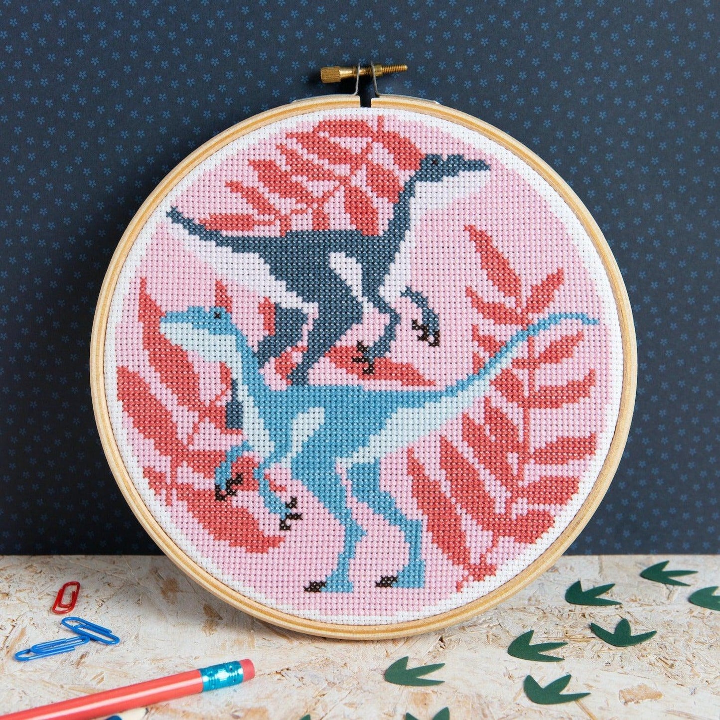 Hawthorn Handmade-Velociraptors Cross Stitch Kit-xstitch kit-gather here online