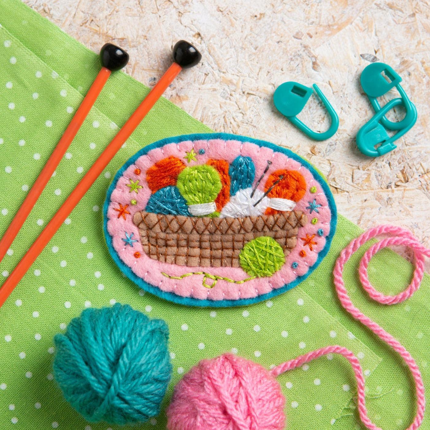 Hawthorn Handmade-Knitting Basket Brooch Felt Craft Brooch Kit-craft kit-gather here online