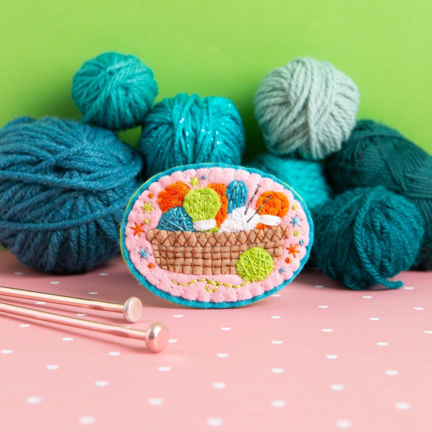 Hawthorn Handmade-Knitting Basket Brooch Felt Craft Brooch Kit-craft kit-gather here online
