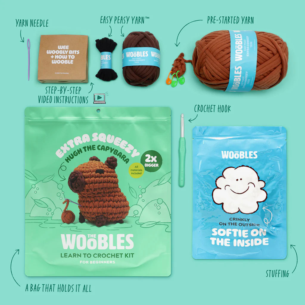 The Woobles-Hugh the Capybara Extra Squeezy Crochet Kit-knitting / crochet kit-gather here online