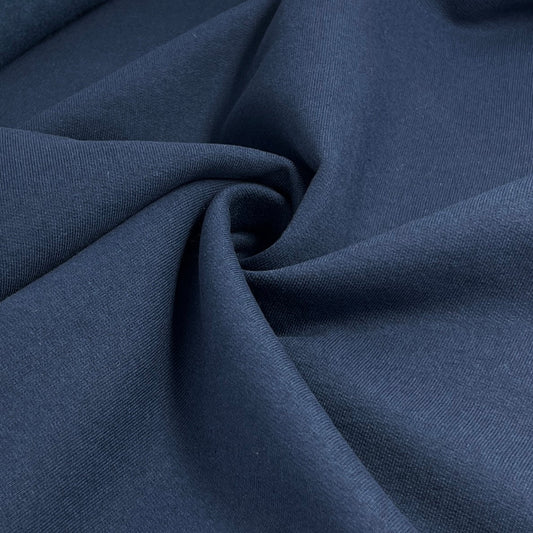 deadstock-12.5oz 3-End Cotton/Poly Sweatshirt Fleece - Navy-fabric-gather here online