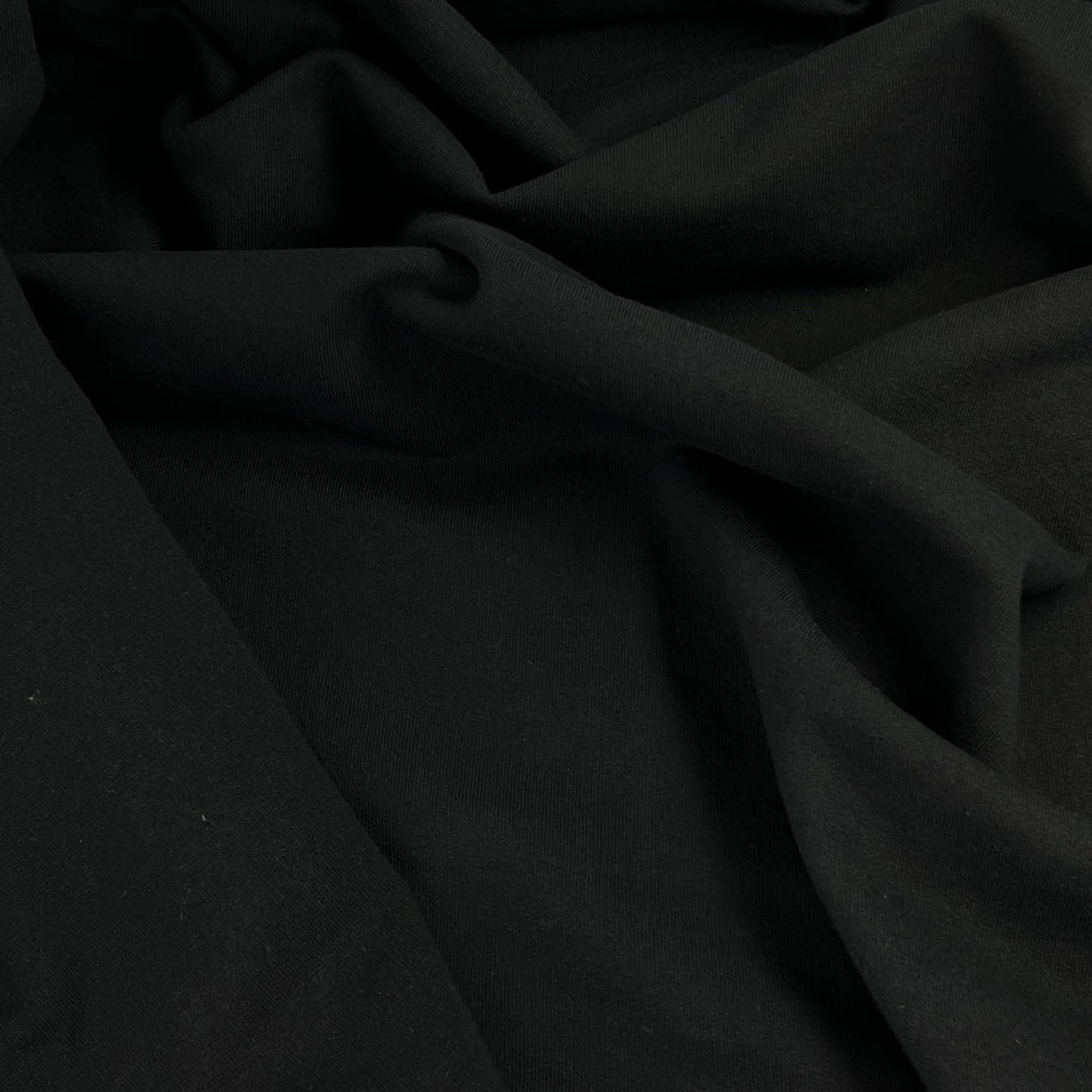 deadstock-12.5oz 3-End Cotton/Poly Sweatshirt Fleece - Black-fabric-gather here online