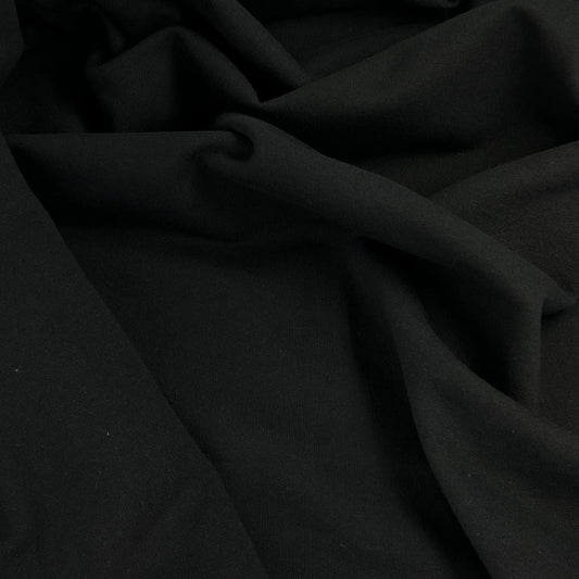 deadstock-12.5oz 3-End Cotton/Poly Sweatshirt Fleece - Black-fabric-gather here online