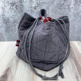 Denise Snow Williams-One of a Kind Drawstring Project Bags-accessory-Large Square Bottom - Jacquard Quilted Cotton Arlo Grey w/pocket-gather here online