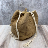 Denise Snow Williams-One of a Kind Drawstring Project Bags-accessory-Square Bottom - Jacquard Quilted Cotton Pollen (tan) w/out pocket-gather here online