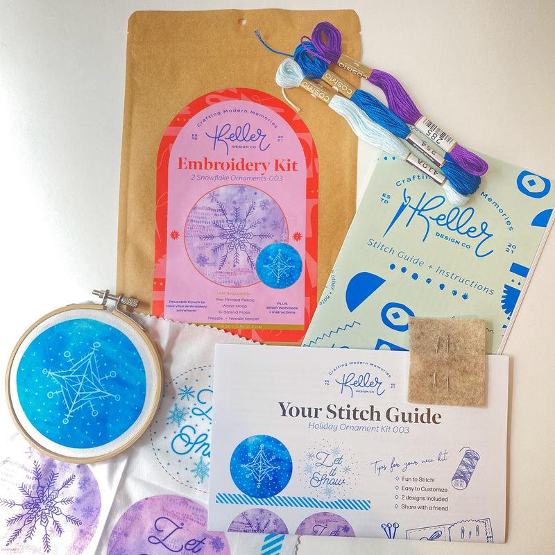 Keller Design Co.-Snowflake Ornament Embroidery Kit - Purple/Blue-embroidery kit-gather here online