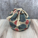 Denise Snow Williams-One of a Kind Drawstring Project Bags-accessory-Large Circle Bottom - Blue and Pink Dots w/ Interior Pocket-gather here online
