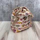 Denise Snow Williams-One of a Kind Drawstring Project Bags-accessory-Large Quilted - Teacups w/ Interior Pocket-gather here online
