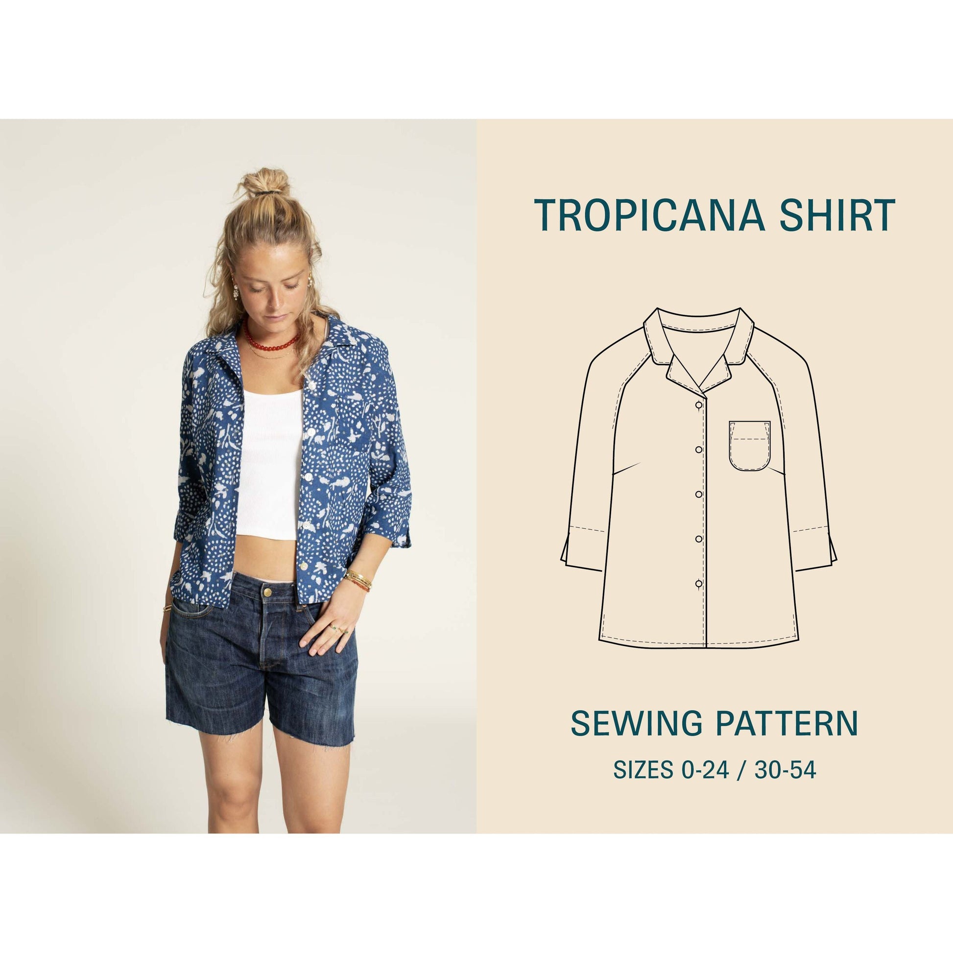 Wardrobe By Me-Tropicana Shirt Pattern-sewing pattern-gather here online