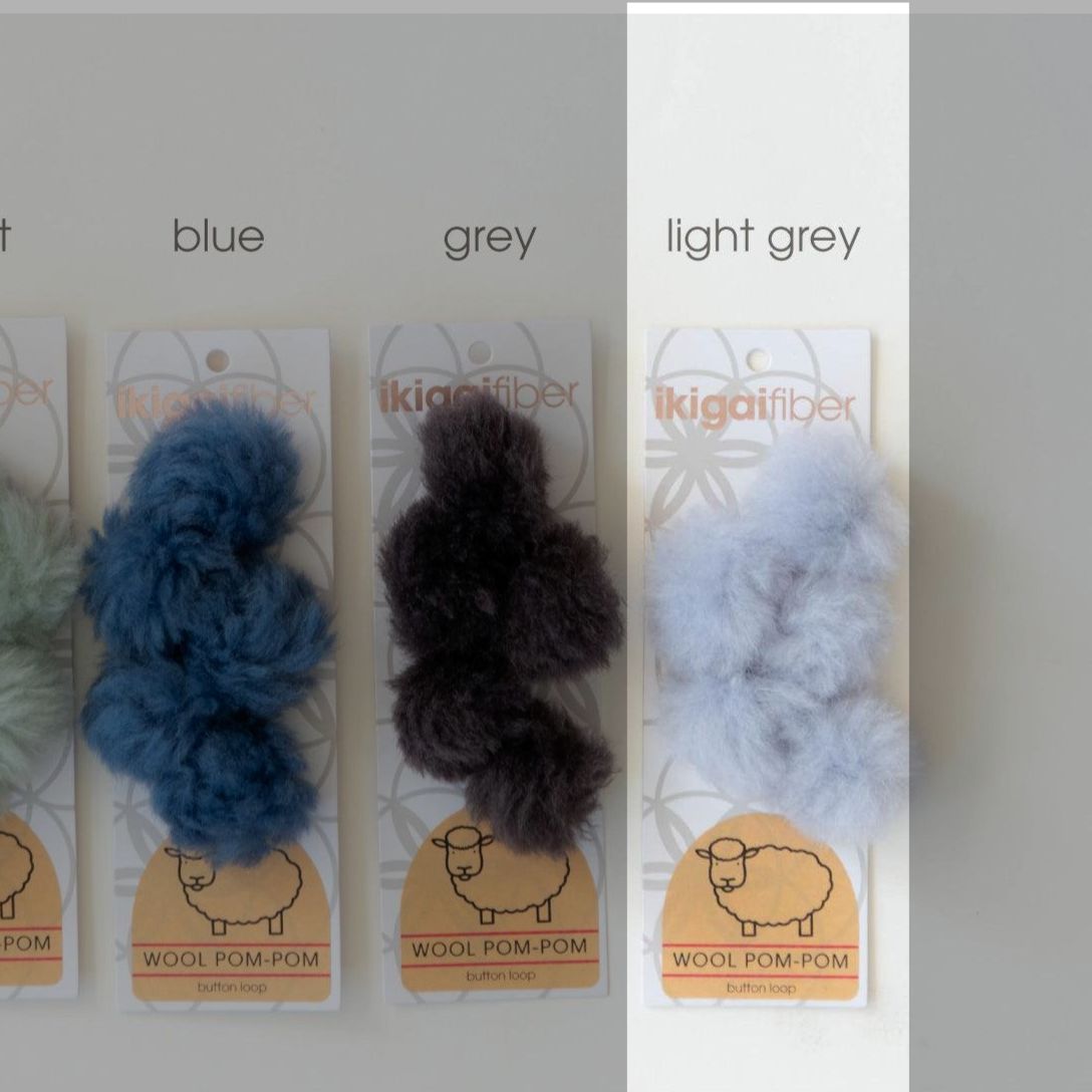 Ikigai Fiber-Wool Pom-Pom 5 Pack, 4cm-pompoms-Light Grey-gather here online