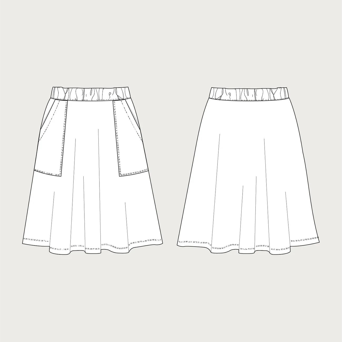 Assembly Line-Elastic Waist Maxi Skirt Pattern (MINI-3XL)-sewing pattern-gather here online