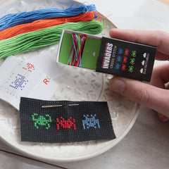 Marvling Bros-Space Invaders Mini Cross Stitch RGB Kit in a Matchbox-xstitch kit-gather here online