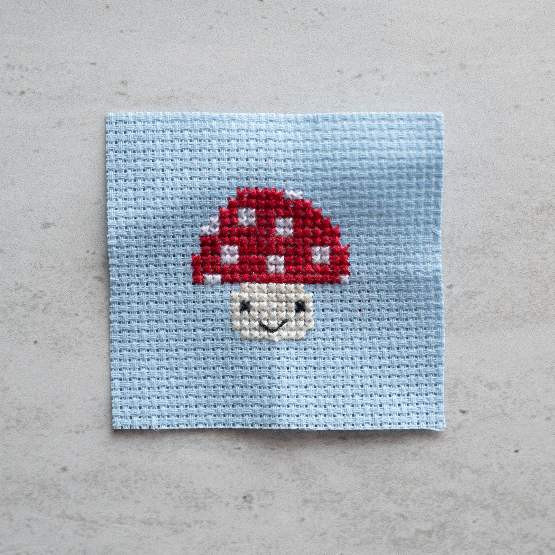 Marvling Bros-Kawaii Toadstool Cross Stitch Kit in a Matchbox-xstitch kit-gather here online