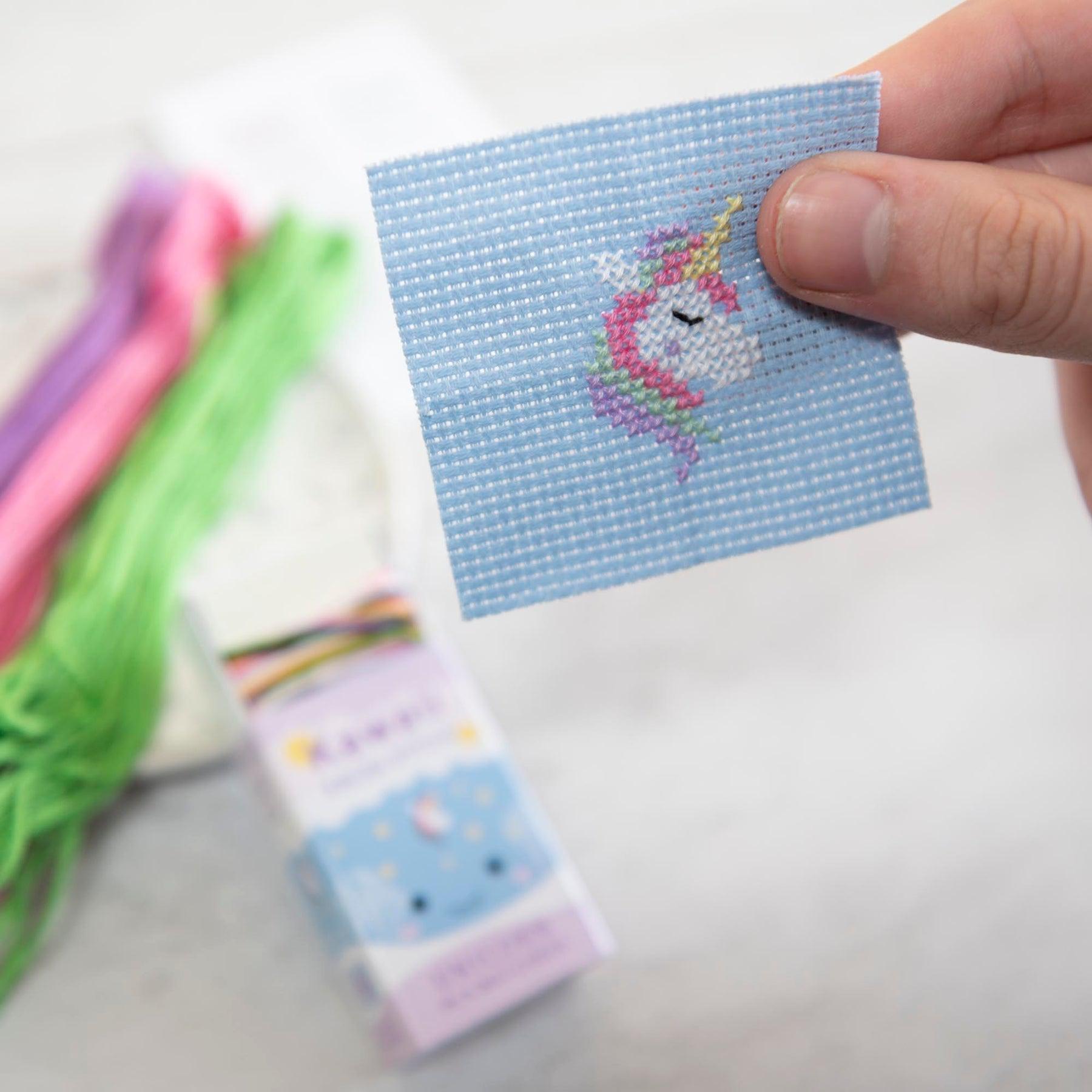 Marvling Bros-Kawaii Unicorn Mini Cross Stitch Kit in a Matchbox-xstitch kit-gather here online