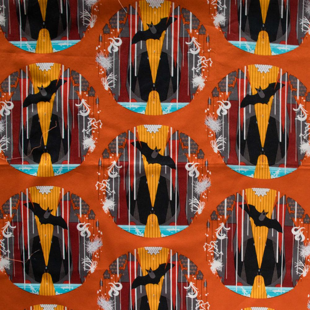 Birch Organic Fabrics-Halloween Bat Caves Orange-fabric-gather here online