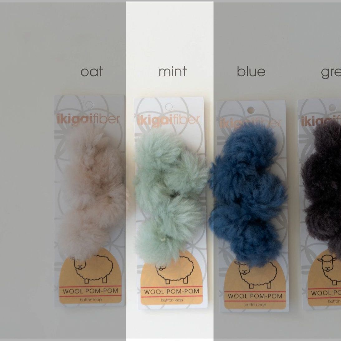 Ikigai Fiber-Wool Pom-Pom 5 Pack, 4cm-pompoms-Mint-gather here online