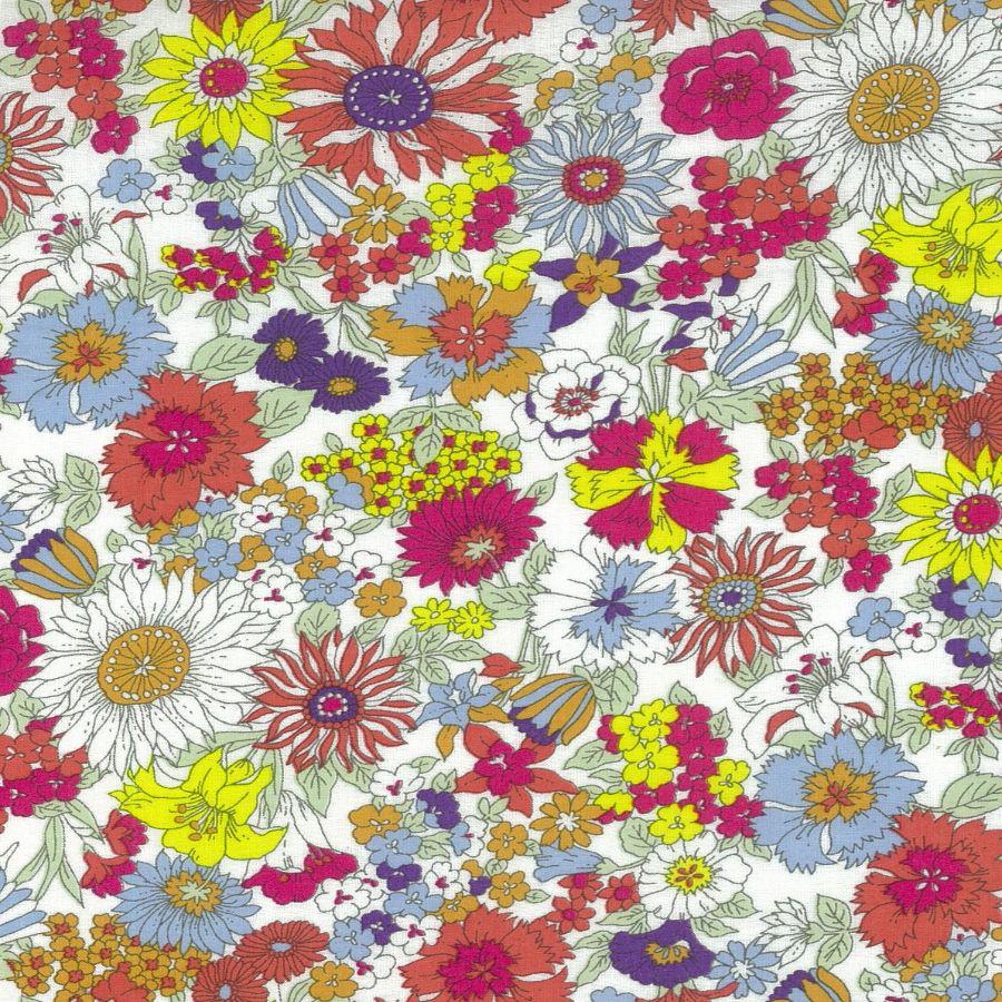 Kokka-Bright Florals on Lawn-fabric-gather here online