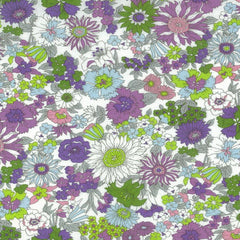 Kokka-Purple Florals on Lawn-fabric-gather here online
