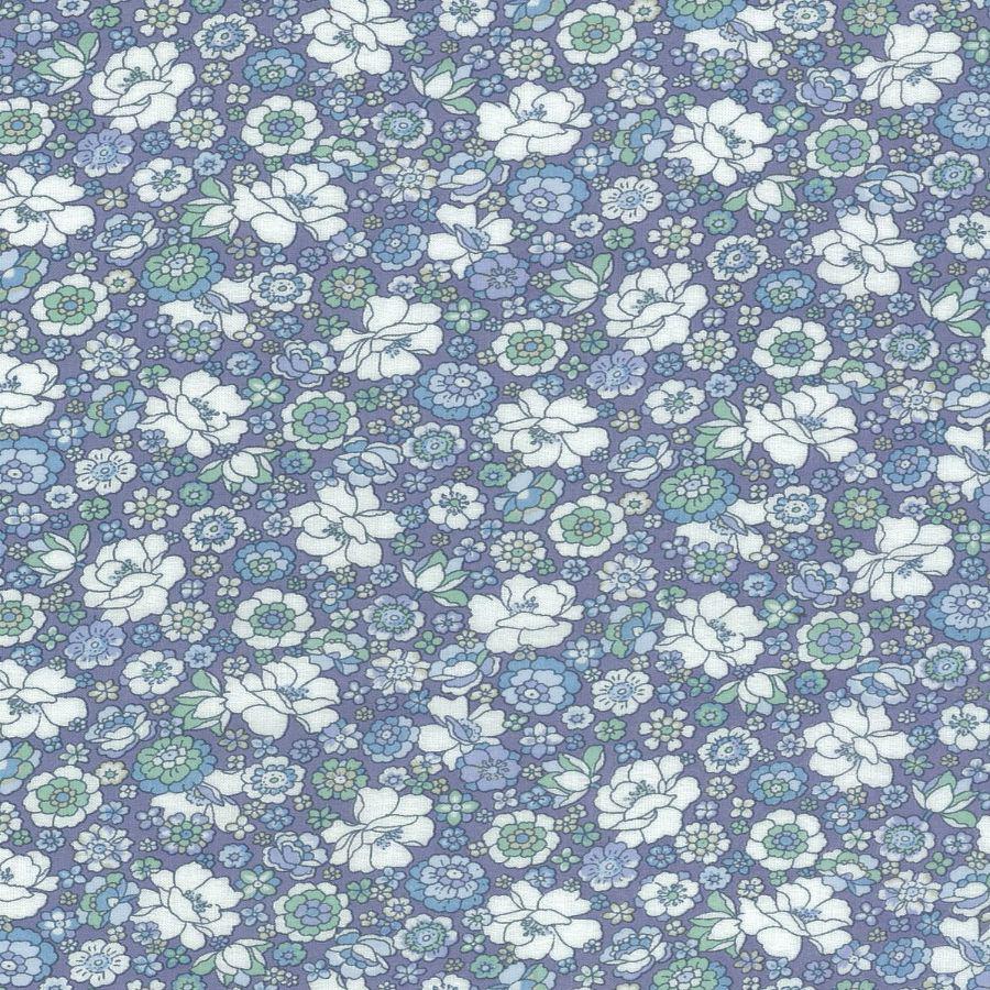 Kokka-Blue Floral on Lawn-fabric-gather here online