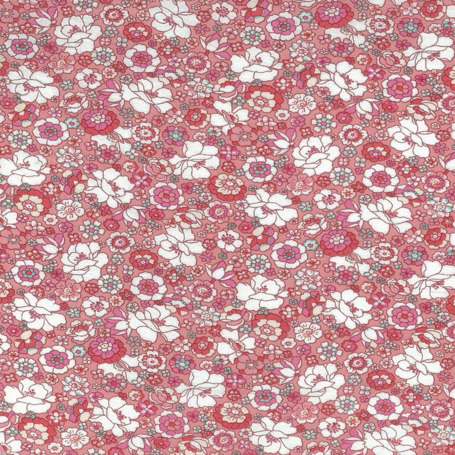Kokka-Pink Floral on Lawn-fabric-gather here online