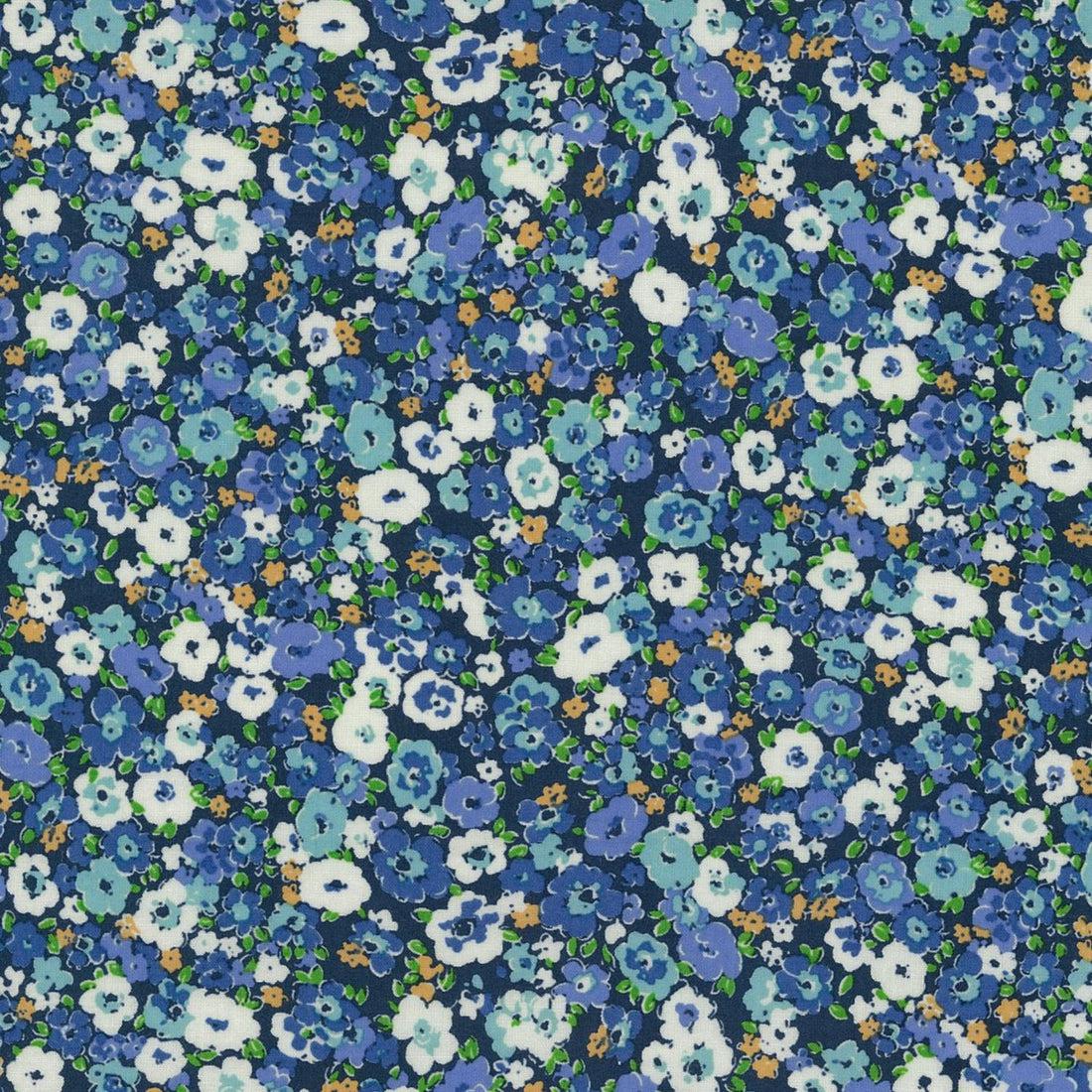 Kokka-Blue Flower Field on Lawn-fabric-gather here online