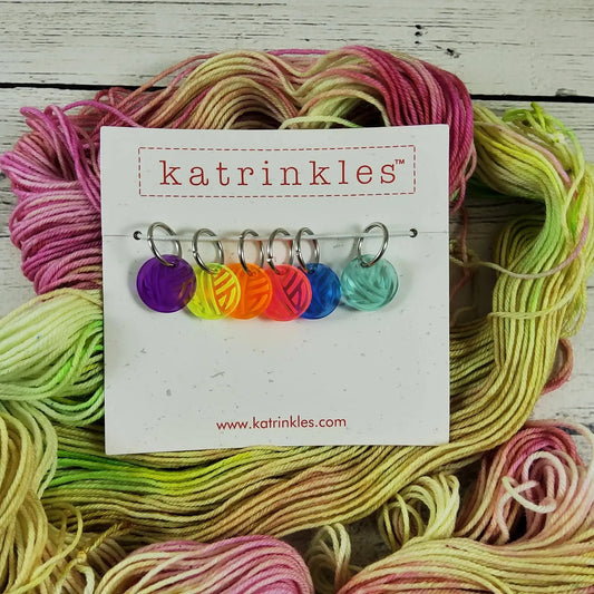 Katrinkles-Neon Yarn Ball Stitch Markers-knitting notion-gather here online